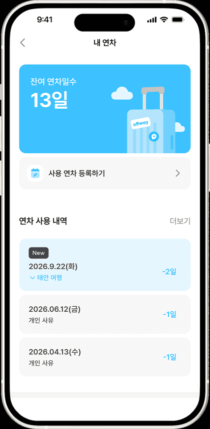 남은 연차 · 사용 내역